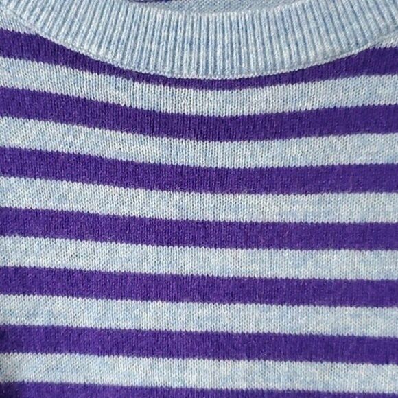 NWOT TALBOTS BLUE PURPLE STRIPE WOOL BLEND SWEATER SIZE LARGE - Picture 2 of 8